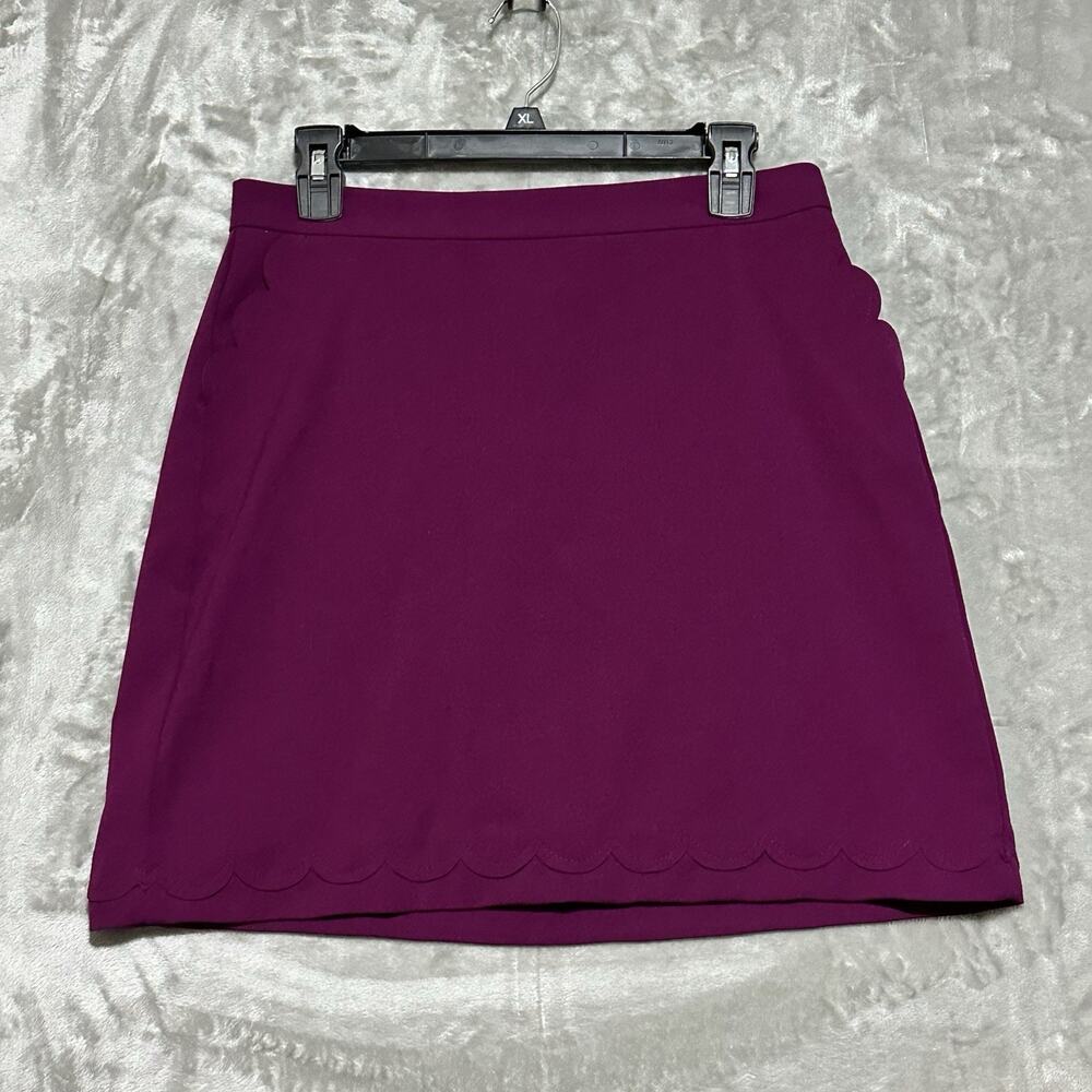 Banana Republic Double Face Scallop Mini Skirt Womens Sz 8 Purple Preppy Pockets